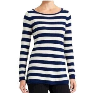 Athleta Cashmere Crewneck Longline Backcountry Striped  Sweater